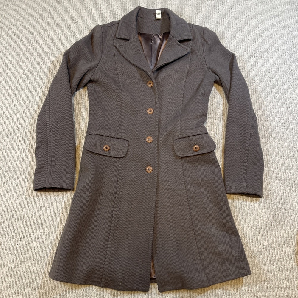 Brass Plum Nordstrom Y2K Wool Blend Long Coat Jacket Brown Medium